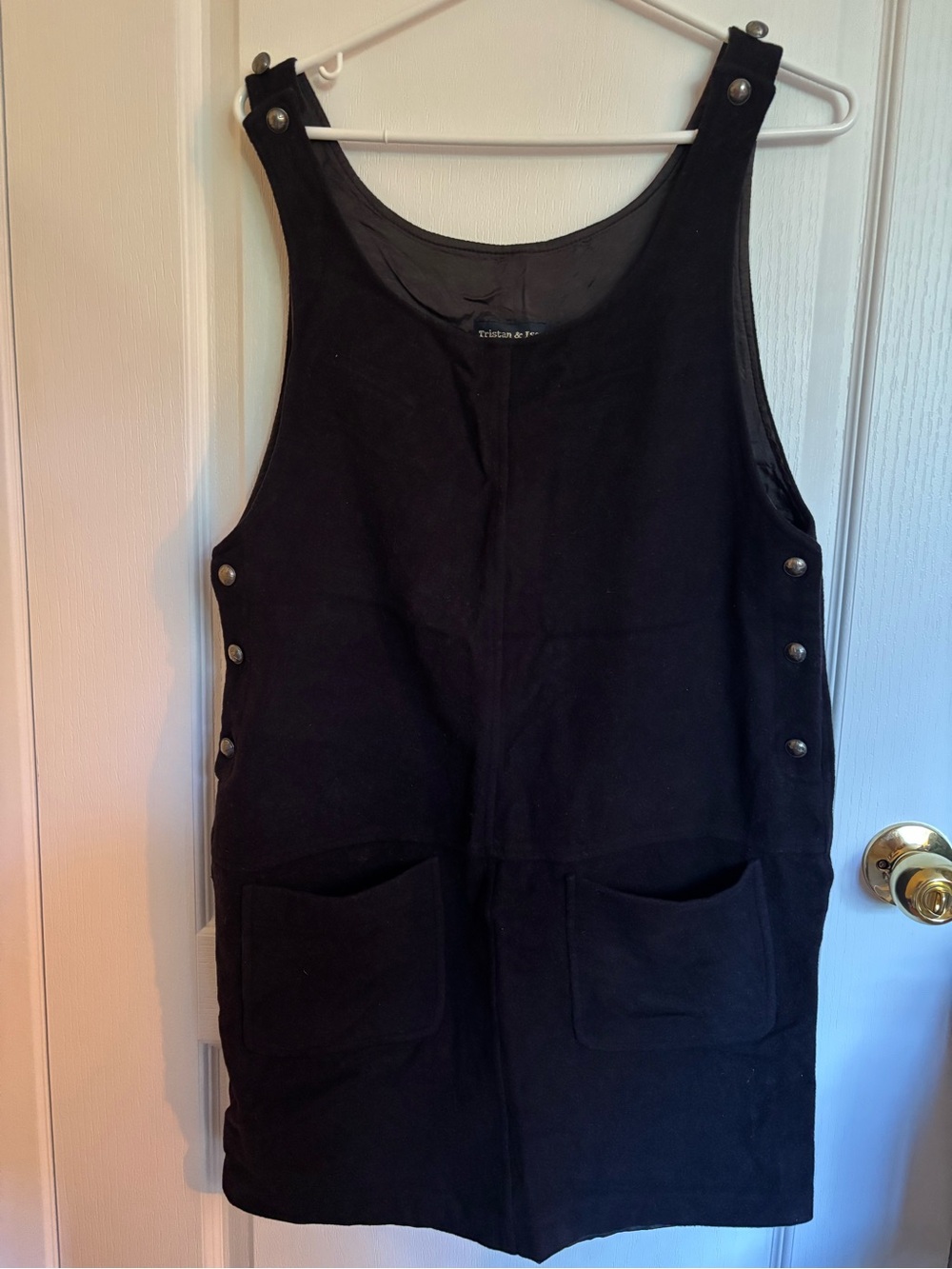 Tristan & Iseut Vintage Black Jumper Dress with Front Pockets